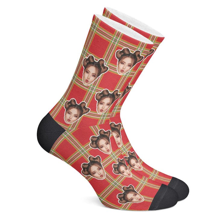twodogs.ch-Personalisierte "Christmas Plaid" Socken
